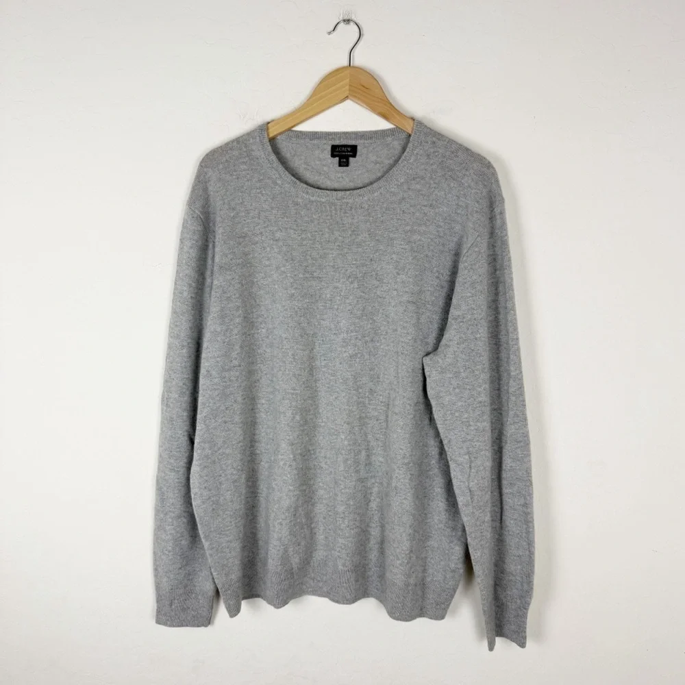 J. Crew Everyday 100% Cashmere Crewneck Sweater Gray Long Sleeve
